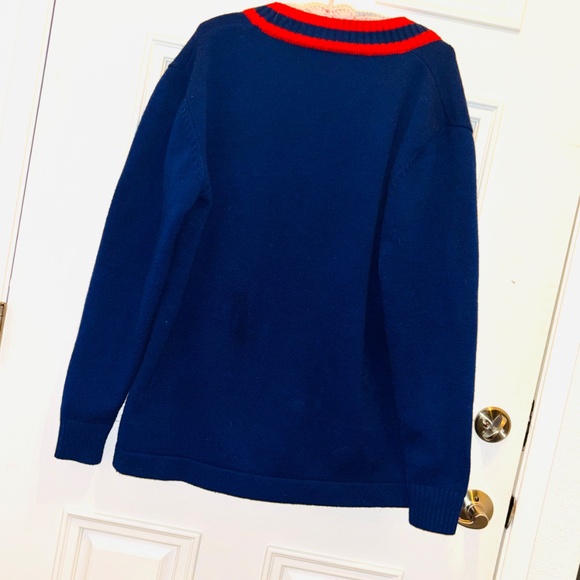 Vintage Authentic Gucci Alien Mascot Oversized Navy Blue Cardigan Mohair Cotton - Picture 4 of 12